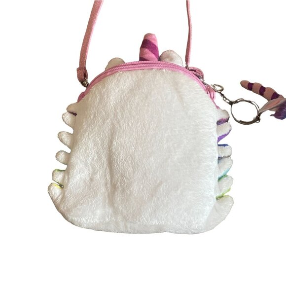Disney Parks Inside Out Rainbow Unicorn Plush Purse W/Fluffy Charm-GUC - Picture 5 of 8